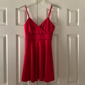 Red, short cutout dress